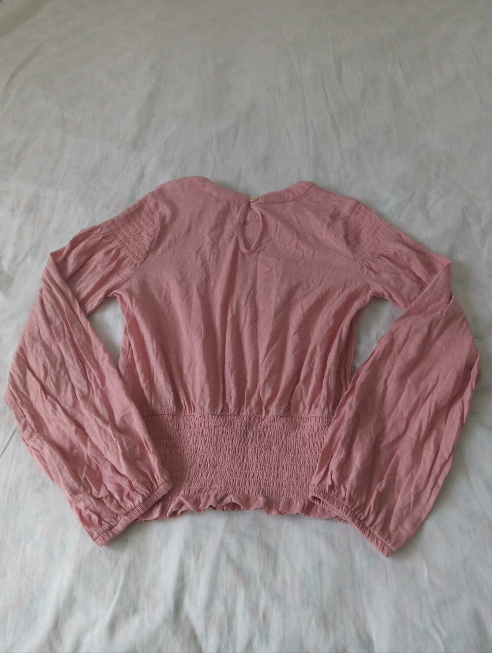 1. State Blush Pink Long-Sleeve Smocked Waist Top - Picture 3 of 7